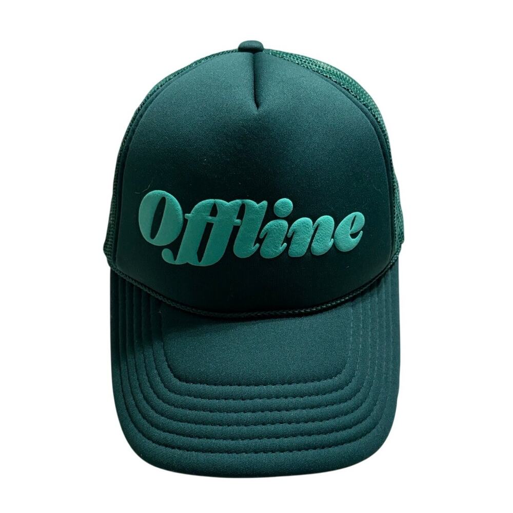 "Offline" Trucker Hat Green Cap Snap Back Adjustable One-Size New